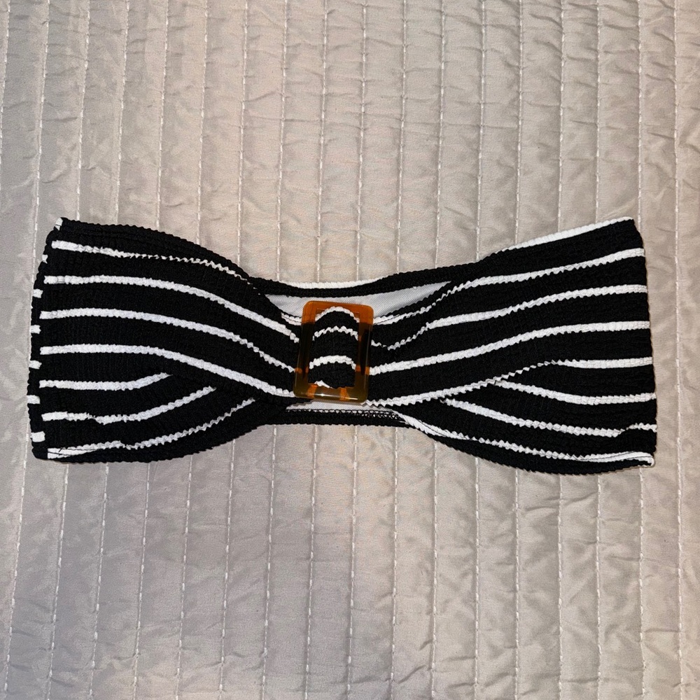 Black and white bathing suit top